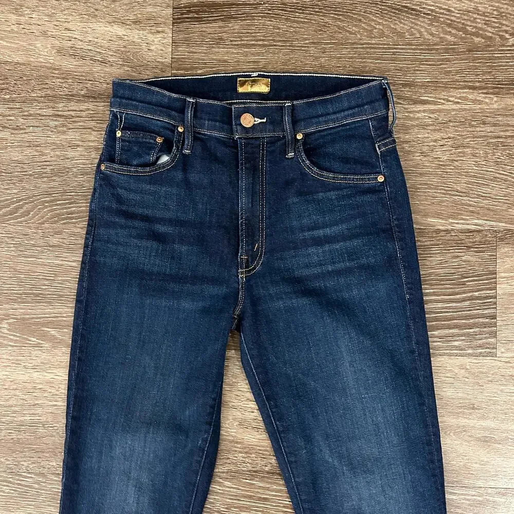 MOTHER‎ Insider Crop Step Fray Bootcut Jeans Off Limits Dark Wash 26 - Picture 8 of 16